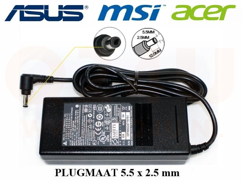 Asus, Fujitsu, Toshiba laptop oplader oplader 19v, 4.74a - 5.5 x 2.5 mm
