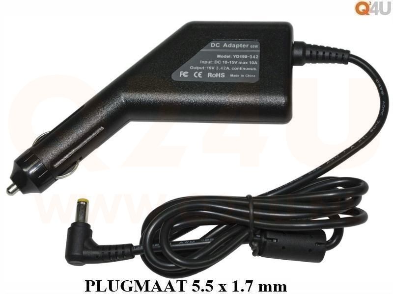 12 volt oplader voor Acer, Packard Bell laptop, 19v 3.42a - 5.5 x 1.7 mm