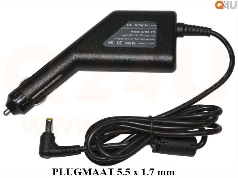 12 volt oplader voor Acer, Packard Bell laptop, 19v 4.74a - 5.5 x 1.7 mm