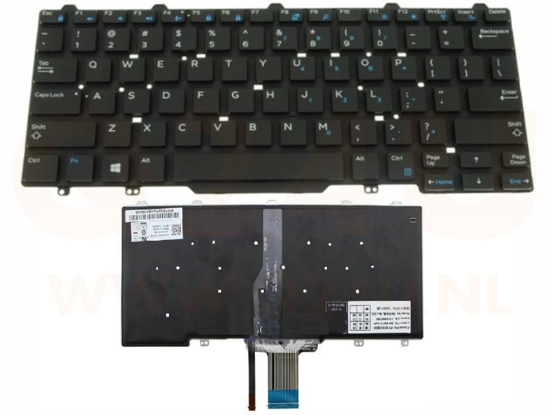 Dell Latitude 3340 E5450 E7450 laptop toetsenbord, US - zwart - met licht