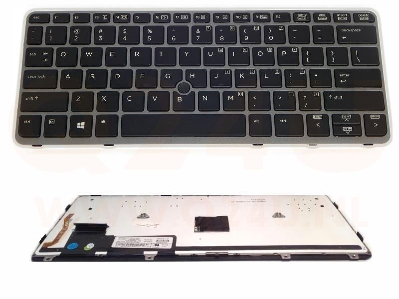 HP Elitebook 820 G1 laptop toetsenbord, US - zwart - zilver frame - licht