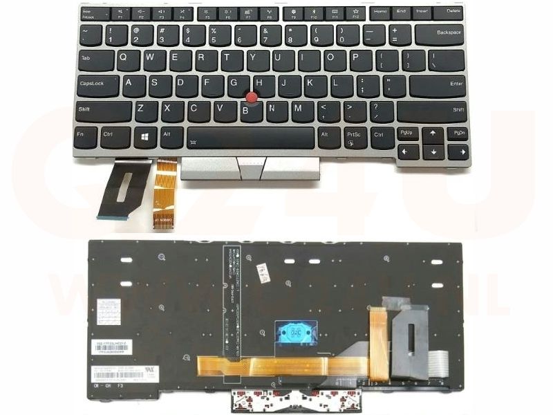 Lenovo ThinkPad E480 L480 L380 Yoga T480s Series laptop toetsenbord, US - zilver frame - met licht