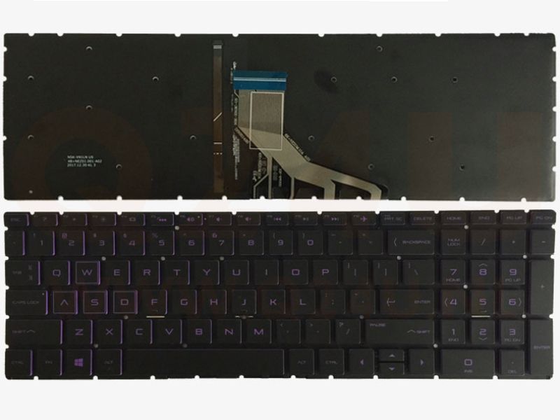 HP Pavilion 15-DA 15-DB 15-CX series laptop toetsenbord, US - zwart - met paars licht