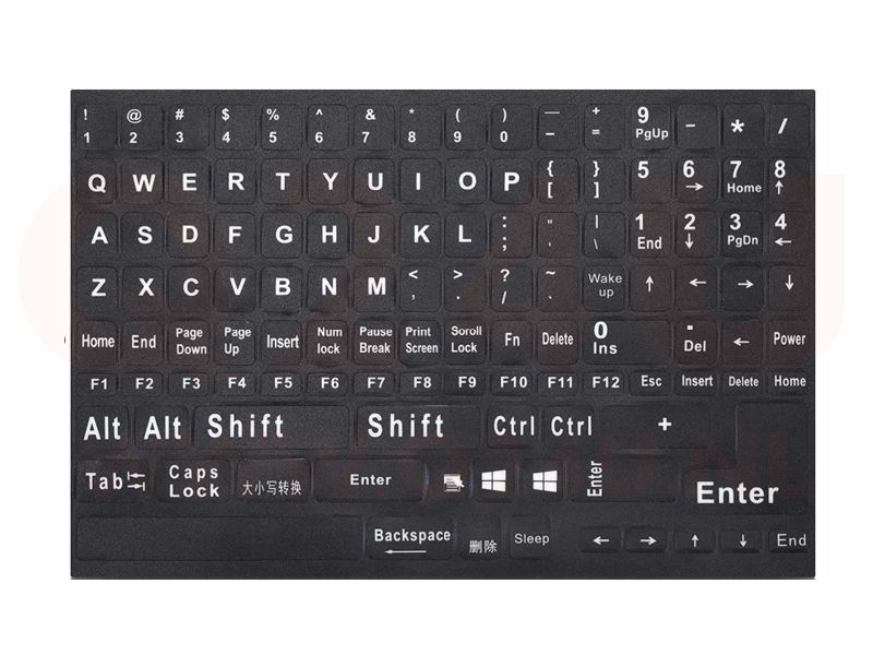 Toetsenbord US qwerty stickers - uitgebreid