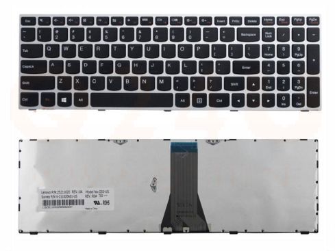 Lenovo IdeaPad B50-30 G50-70 Z70-80 series laptop toetsenbord, US - zwart - zilver frame