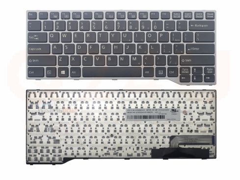 Fujitsu Lifebook E746 E544 E733 E734 E7344 series laptop toetsenbord, US - zwart - zilver frame