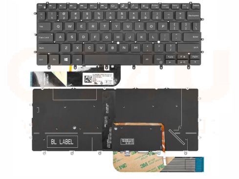 Dell XPS 13 9380 9370 9305 7390 XPS 13 9380 9370 9305 US qwerty toetsenbord - zwart - licht - 0RMCR1