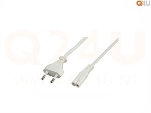 Netsnoer, 2 aderig, wit, 1.5m