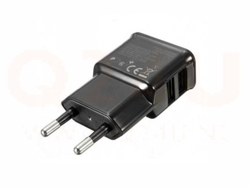 USB oplader 5v 2a, 2x USB uit, zwart