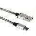 Q24U HQ nylon USB - micro USB oplaad - data kabel 1M - zwart - zilver