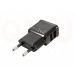 USB oplader 5v 2a, 2x USB uit, zwart